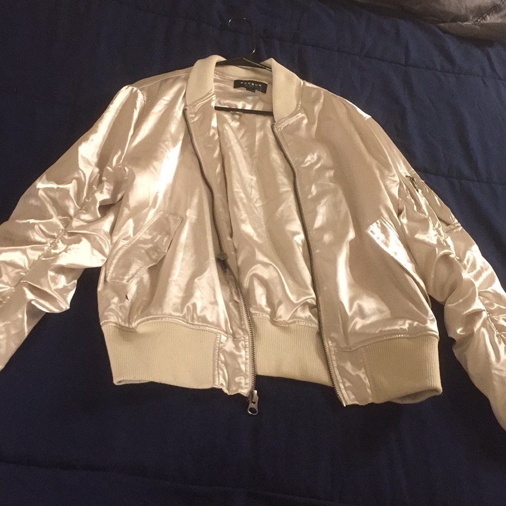 Pacsun cream white bomber jacket